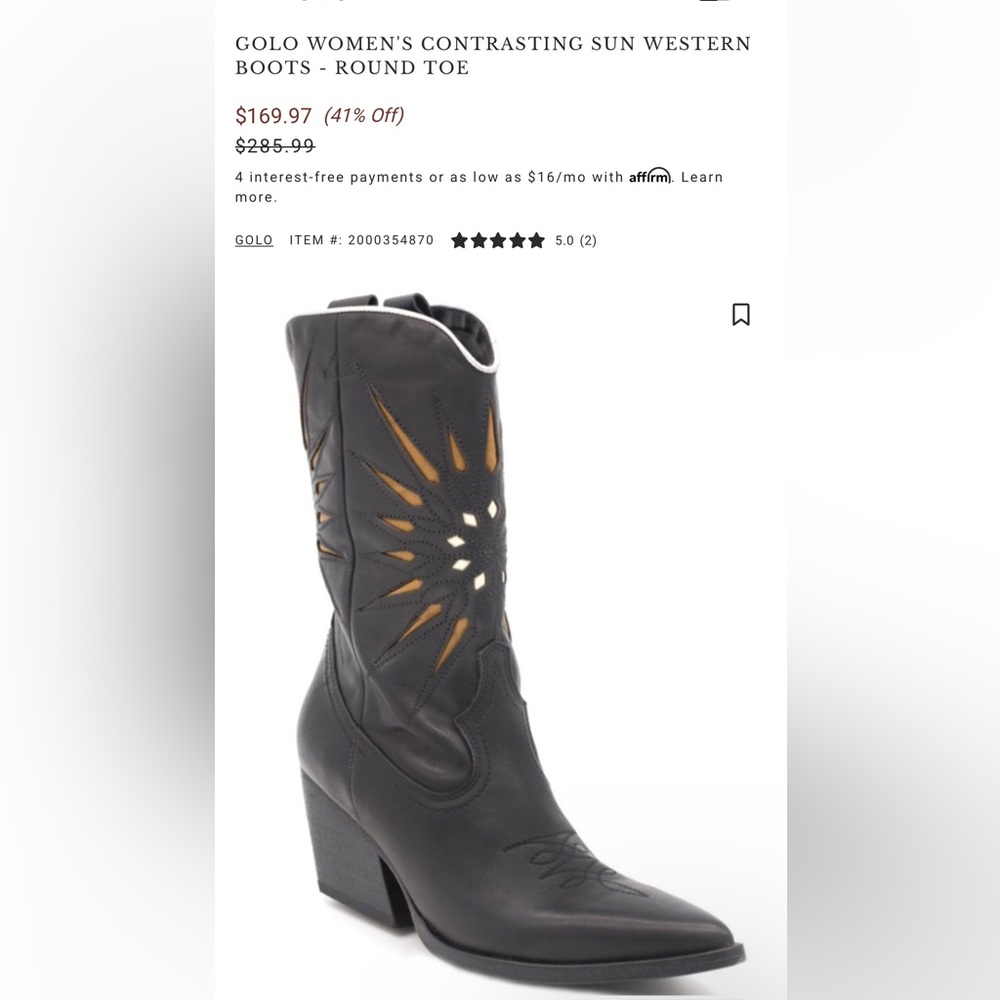 Round toe black cowboy boots - Golo Boots - size 7